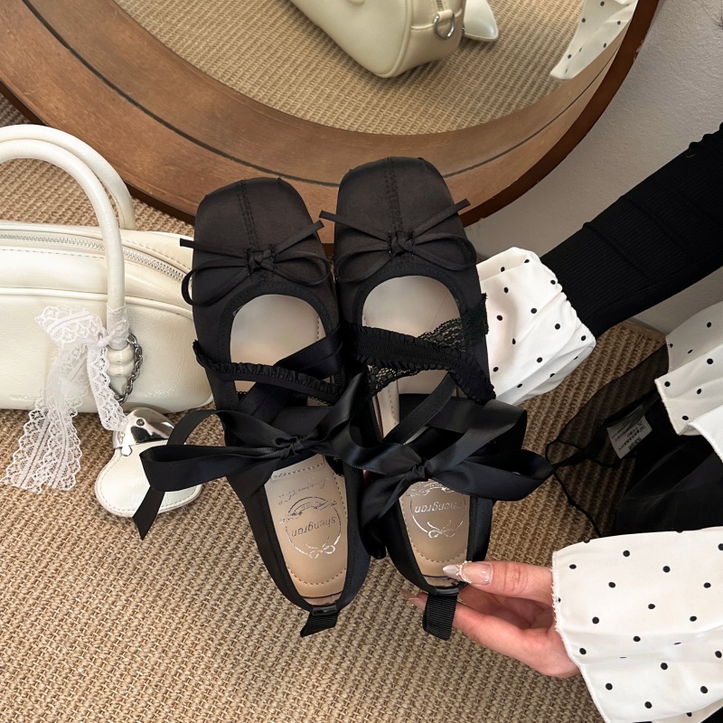 รองเท้าบัลเล่ต์แบบผูกเชือก สไต - Women'S Shoes บทวิจารณ์และราคา